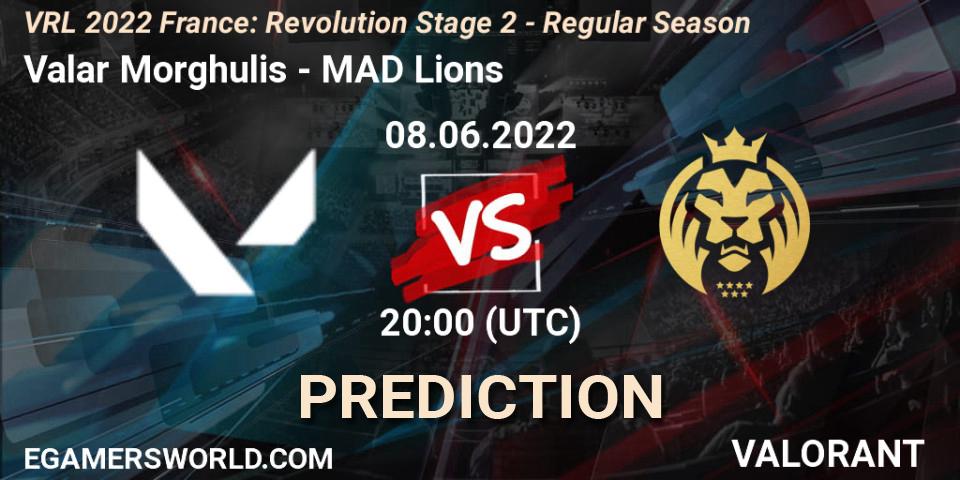 Pronósticos Valar Morghulis - MAD Lions. 08.06.2022 at 20:25. VRL 2022 France: Revolution Stage 2 - Regular Season - VALORANT