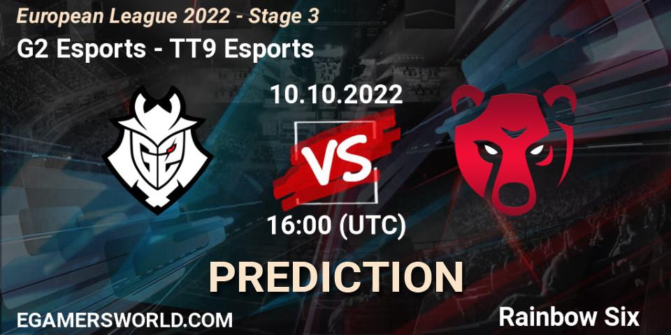 Pronósticos G2 Esports - TT9 Esports. 10.10.2022 at 19:45. European League 2022 - Stage 3 - Rainbow Six