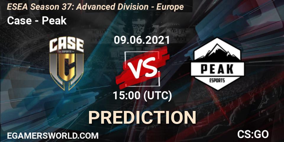 Pronósticos Case - Peak. 09.06.2021 at 15:00. ESEA Season 37: Advanced Division - Europe - Counter-Strike (CS2)