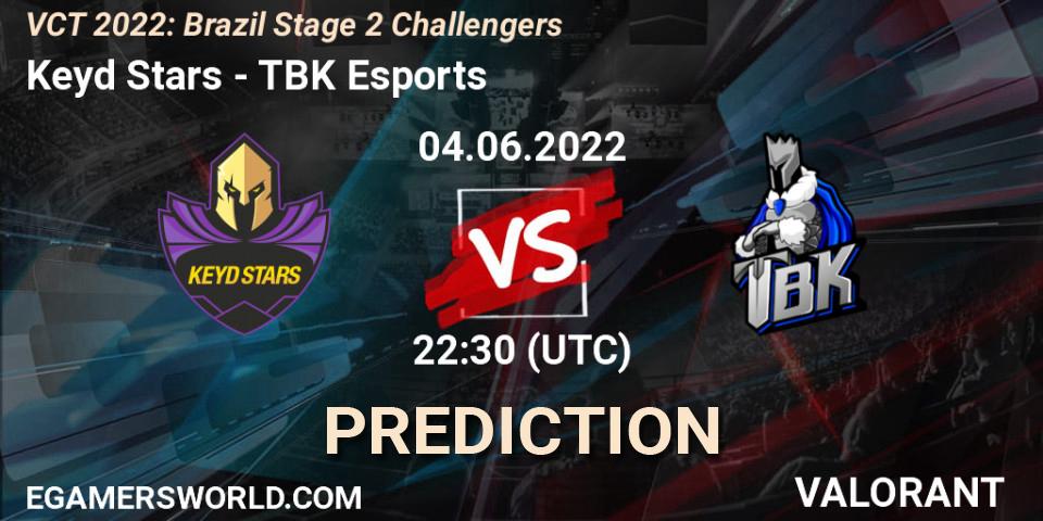 Pronósticos Keyd Stars - TBK Esports. 04.06.2022 at 23:45. VCT 2022: Brazil Stage 2 Challengers - VALORANT