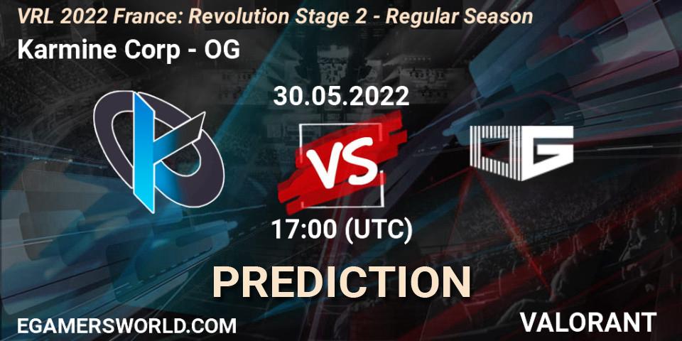 Pronósticos Karmine Corp - OG. 30.05.2022 at 19:10. VRL 2022 France: Revolution Stage 2 - Regular Season - VALORANT