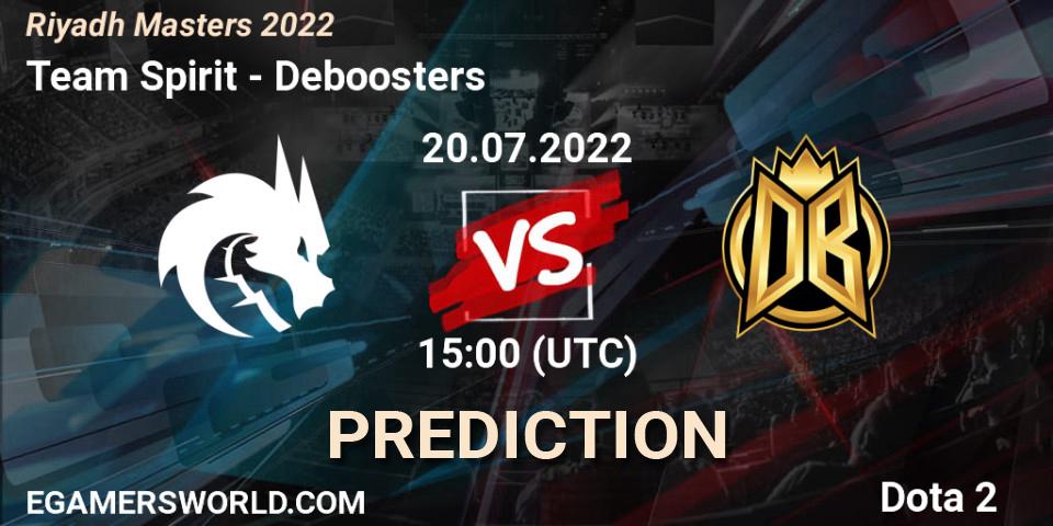 Pronósticos Team Spirit - Deboosters. 20.07.2022 at 15:00. Riyadh Masters 2022 - Dota 2