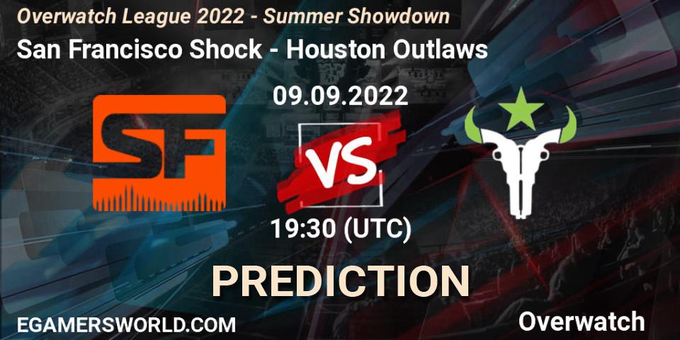 Pronósticos San Francisco Shock - Houston Outlaws. 09.09.2022 at 19:30. Overwatch League 2022 - Summer Showdown - Overwatch