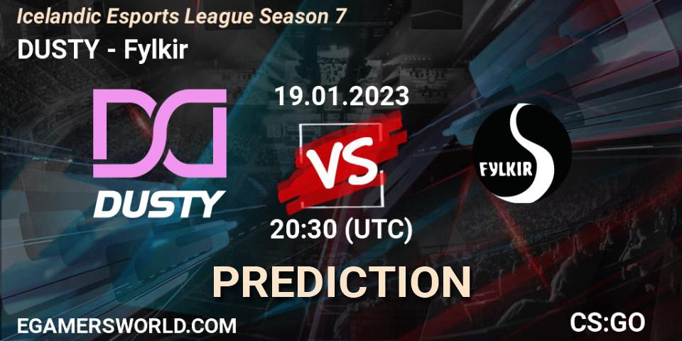 Pronósticos DUSTY - Fylkir. 19.01.2023 at 20:30. Icelandic Esports League Season 7 - Counter-Strike (CS2)