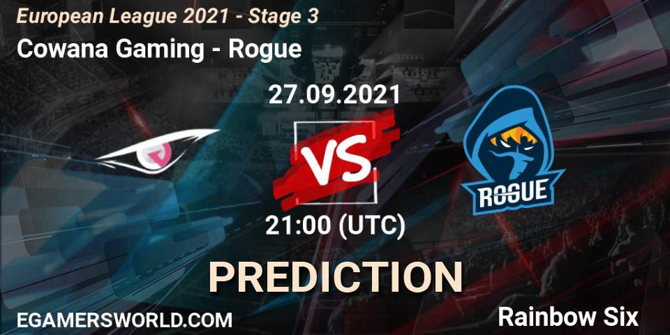 Pronósticos Cowana Gaming - Rogue. 27.09.21. European League 2021 - Stage 3 - Rainbow Six