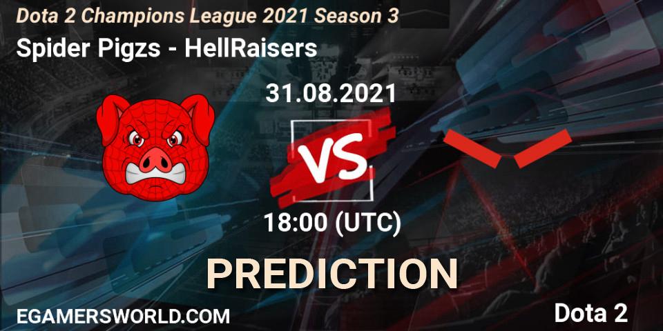 Pronósticos Spider Pigzs - HellRaisers. 31.08.2021 at 19:15. Dota 2 Champions League 2021 Season 3 - Dota 2