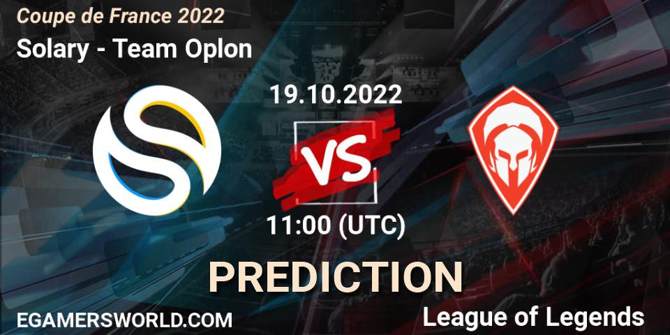 Pronósticos Solary - Team Oplon. 19.10.22. Coupe de France 2022 - LoL