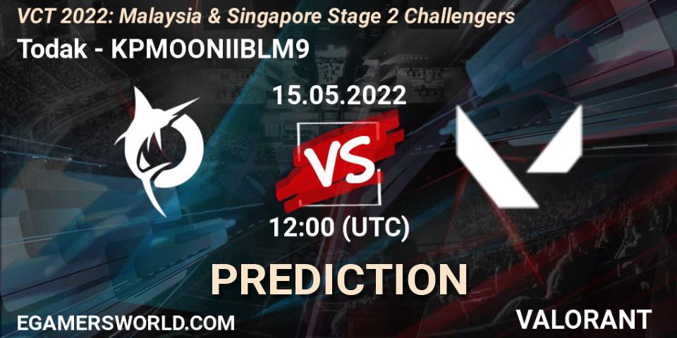 Pronósticos Todak - KPMOONIIBLM9. 15.05.2022 at 09:10. VCT 2022: Malaysia & Singapore Stage 2 Challengers - VALORANT