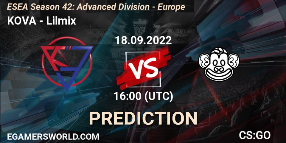 Pronósticos KOVA - Lilmix. 18.09.22. ESEA Season 42: Advanced Division - Europe - CS2 (CS:GO)
