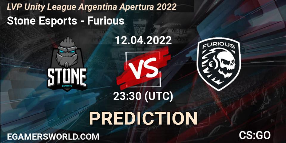 Pronósticos Stone Esports - Furious. 12.04.2022 at 23:30. LVP Unity League Argentina Apertura 2022 - Counter-Strike (CS2)