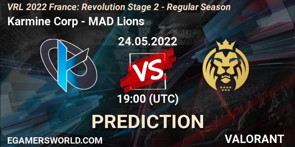 Pronósticos Karmine Corp - MAD Lions. 24.05.2022 at 19:30. VRL 2022 France: Revolution Stage 2 - Regular Season - VALORANT