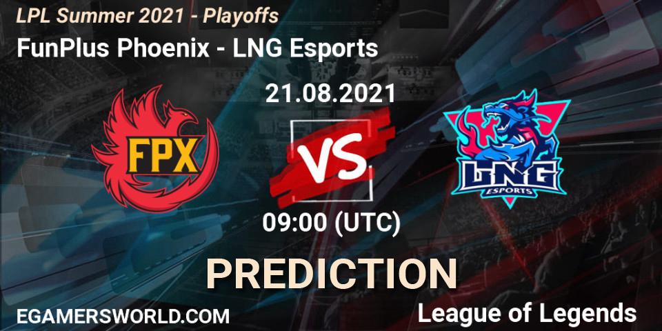 Pronósticos FunPlus Phoenix - LNG Esports. 21.08.21. LPL Summer 2021 - Playoffs - LoL