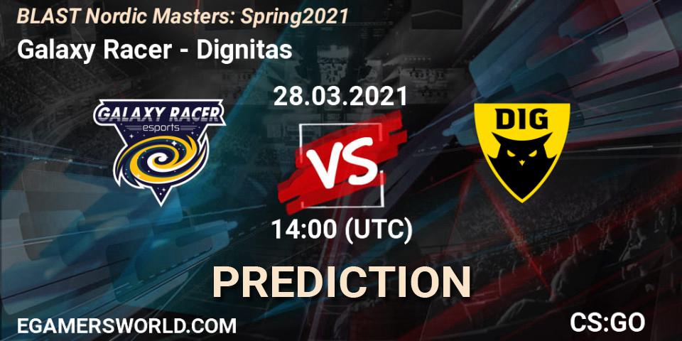 Pronósticos Galaxy Racer - Dignitas. 28.03.2021 at 14:15. BLAST Nordic Masters: Spring 2021 - Counter-Strike (CS2)