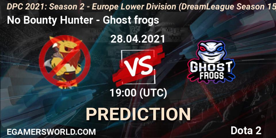 Pronósticos No Bounty Hunter - Ghost frogs. 28.04.2021 at 20:00. DPC 2021: Season 2 - Europe Lower Division (DreamLeague Season 15) - Dota 2