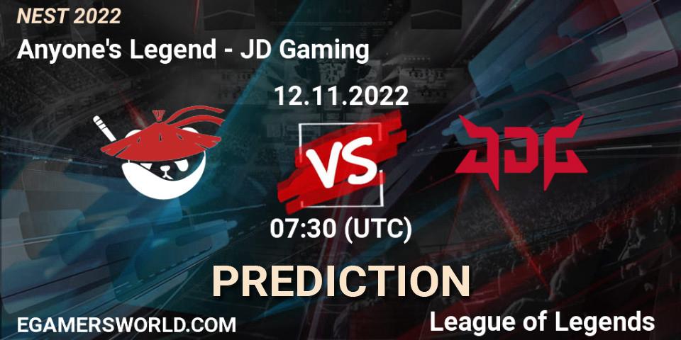 Pronósticos Anyone's Legend - JD Gaming. 12.11.22. NEST 2022 - LoL