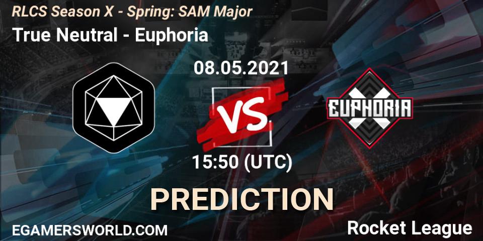 Pronósticos True Neutral - Euphoria. 08.05.2021 at 15:50. RLCS Season X - Spring: SAM Major - Rocket League