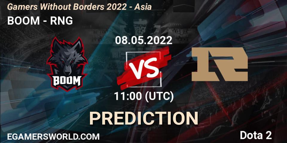 Pronósticos BOOM - RNG. 08.05.22. Gamers Without Borders 2022 - Asia - Dota 2