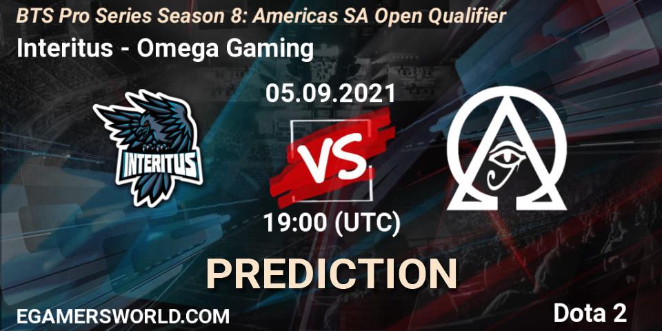 Pronósticos Interitus - Omega Gaming. 05.09.2021 at 19:00. BTS Pro Series Season 8: Americas SA Open Qualifier - Dota 2