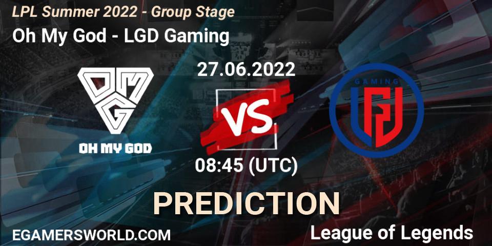 Pronósticos Oh My God - LGD Gaming. 27.06.22. LPL Summer 2022 - Group Stage - LoL