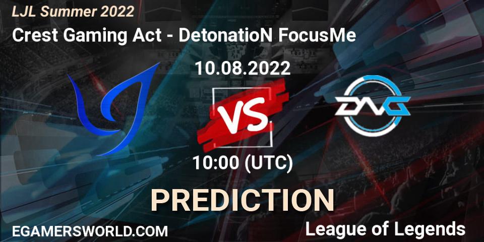 Pronósticos Crest Gaming Act - DetonatioN FocusMe. 10.08.22. LJL Summer 2022 - LoL