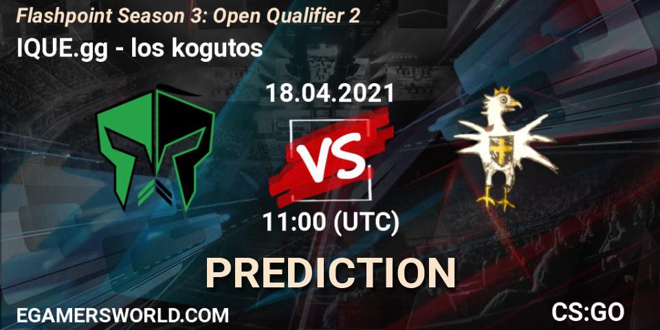 Pronósticos IQUE.gg - los kogutos. 18.04.2021 at 11:00. Flashpoint Season 3: Open Qualifier 2 - Counter-Strike (CS2)