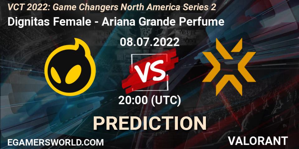 Pronósticos Dignitas Female - Ariana Grande Perfume. 08.07.2022 at 20:15. VCT 2022: Game Changers North America Series 2 - VALORANT