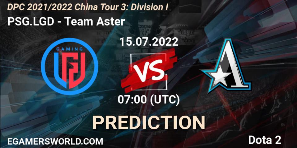 Pronósticos PSG.LGD - Team Aster. 15.07.22. DPC 2021/2022 China Tour 3: Division I - Dota 2
