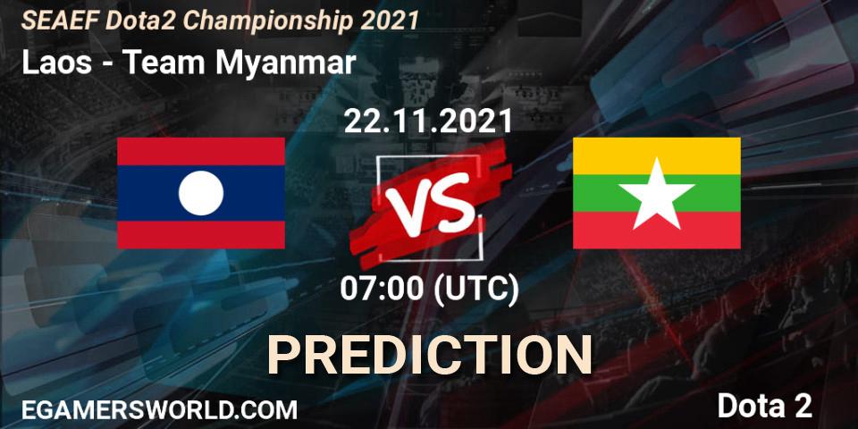 Pronósticos Laos - Team Myanmar. 22.11.2021 at 07:02. SEAEF Dota2 Championship 2021 - Dota 2