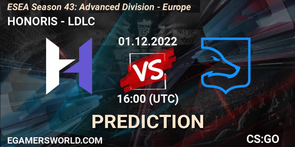 Pronósticos HONORIS - LDLC. 01.12.2022 at 16:00. ESEA Season 43: Advanced Division - Europe - Counter-Strike (CS2)
