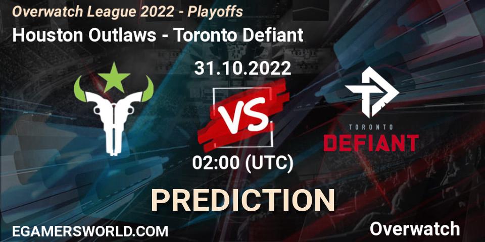 Pronósticos Houston Outlaws - Toronto Defiant. 31.10.22. Overwatch League 2022 - Playoffs - Overwatch