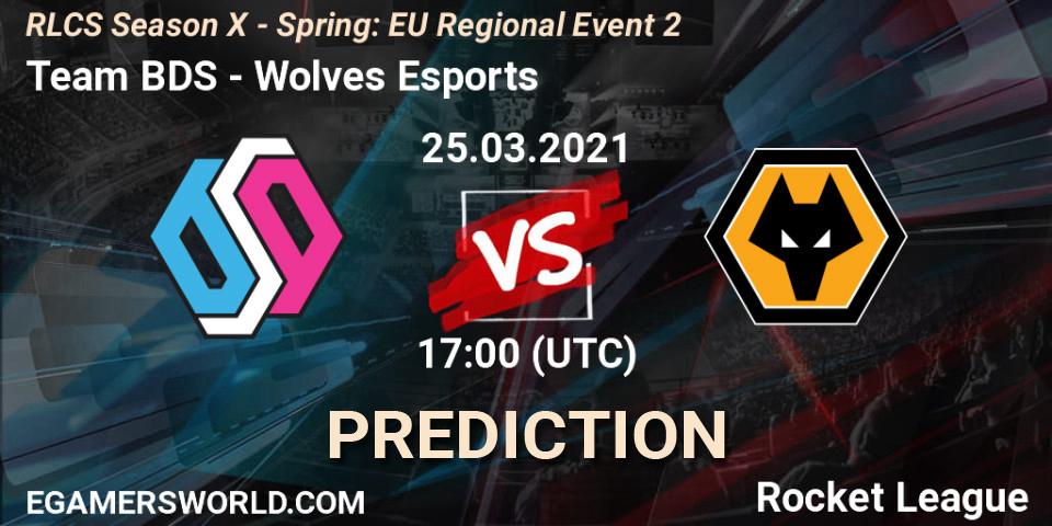 Pronósticos Team BDS - Wolves Esports. 25.03.2021 at 17:00. RLCS Season X - Spring: EU Regional Event 2 - Rocket League