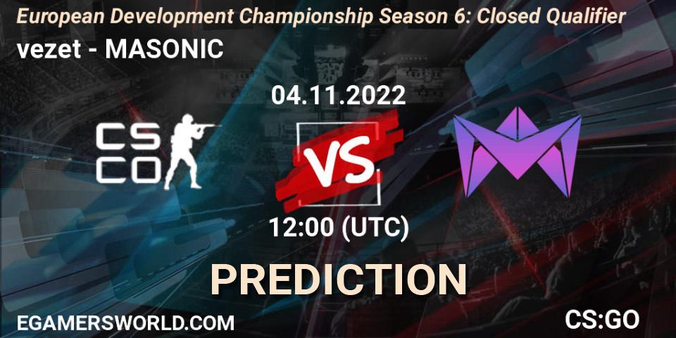 Pronósticos vezet - MASONIC. 04.11.2022 at 12:00. European Development Championship Season 6: Closed Qualifier - Counter-Strike (CS2)
