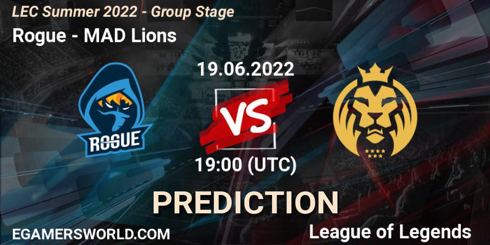Pronósticos Rogue - MAD Lions. 19.06.2022 at 19:00. LEC Summer 2022 - Group Stage - LoL