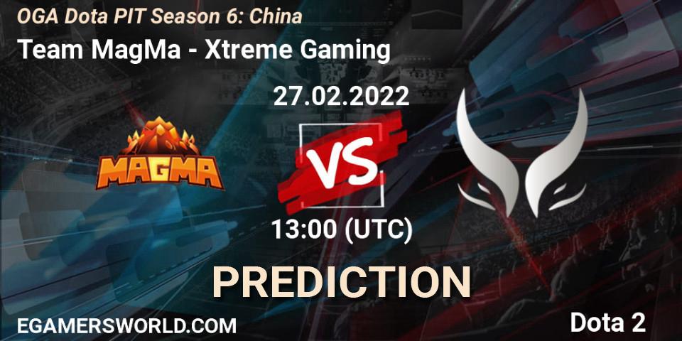 Pronósticos Team MagMa - Xtreme Gaming. 27.02.2022 at 13:02. OGA Dota PIT Season 6: China - Dota 2