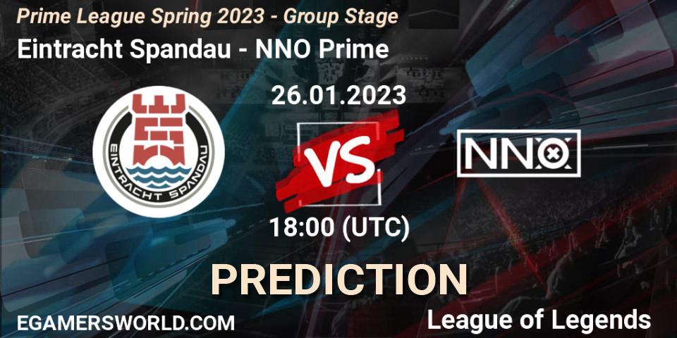 Pronósticos Eintracht Spandau - NNO Prime. 26.01.23. Prime League Spring 2023 - Group Stage - LoL