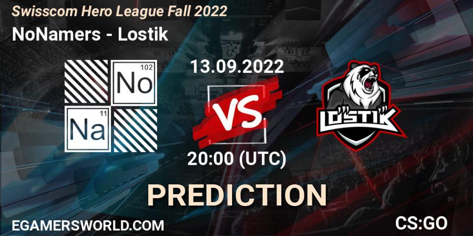 Pronósticos NoNamers - Lostik. 13.09.2022 at 20:00. Swisscom Hero League Fall 2022 - Counter-Strike (CS2)