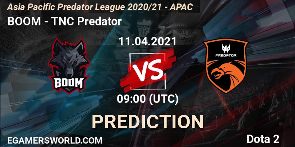 Pronósticos BOOM - TNC Predator. 11.04.2021 at 09:01. Asia Pacific Predator League 2020/21 - APAC - Dota 2