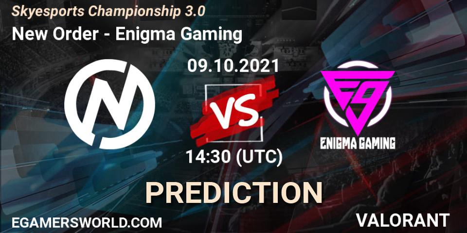 Pronósticos New Order - Enigma Gaming. 09.10.2021 at 14:30. Skyesports Championship 3.0 - VALORANT