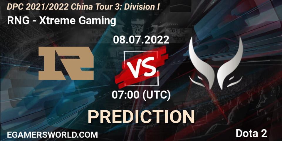 Pronósticos RNG - Xtreme Gaming. 08.07.2022 at 07:33. DPC 2021/2022 China Tour 3: Division I - Dota 2