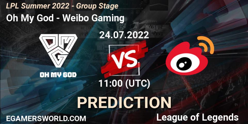 Pronósticos Oh My God - Weibo Gaming. 24.07.22. LPL Summer 2022 - Group Stage - LoL