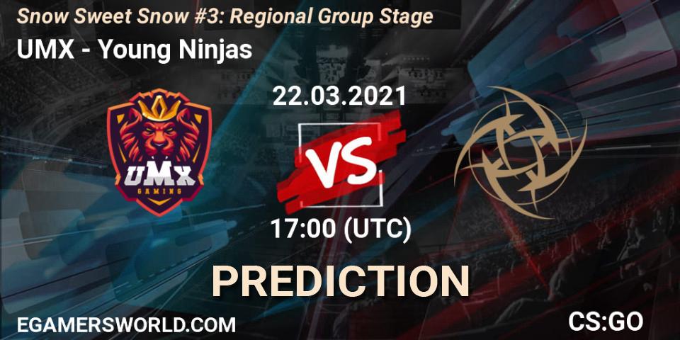 Pronósticos UMX - Young Ninjas. 22.03.2021 at 17:00. Snow Sweet Snow #3: Regional Group Stage - Counter-Strike (CS2)