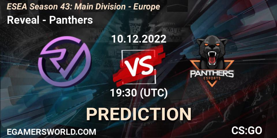 Pronósticos Reveal - Panthers. 10.12.2022 at 19:00. ESEA Season 43: Main Division - Europe - Counter-Strike (CS2)