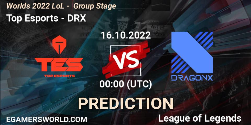 Pronósticos Top Esports - DRX. 16.10.2022 at 00:00. Worlds 2022 LoL - Group Stage - LoL