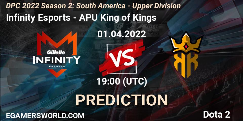 Pronósticos Infinity Esports - APU King of Kings. 01.04.22. DPC 2021/2022 Tour 2 (Season 2): SA Division I (Upper) - Dota 2