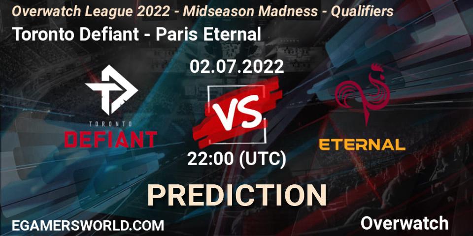 Pronósticos Toronto Defiant - Paris Eternal. 02.07.22. Overwatch League 2022 - Midseason Madness - Qualifiers - Overwatch