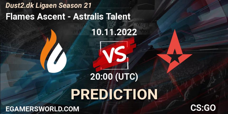 Pronósticos Flames Ascent - Astralis Talent. 10.11.2022 at 20:00. Dust2.dk Ligaen Season 21 - Counter-Strike (CS2)