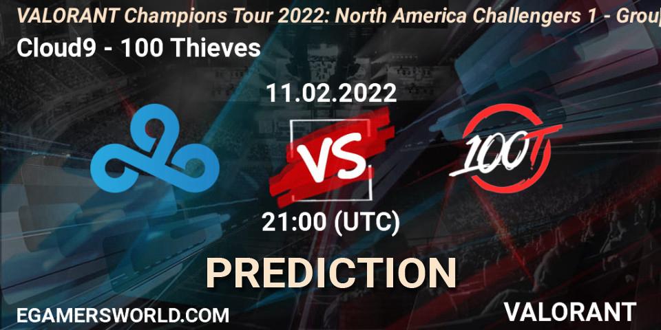 Pronósticos Cloud9 - 100 Thieves. 11.02.2022 at 21:00. VCT 2022: North America Challengers 1 - Group Stage - VALORANT