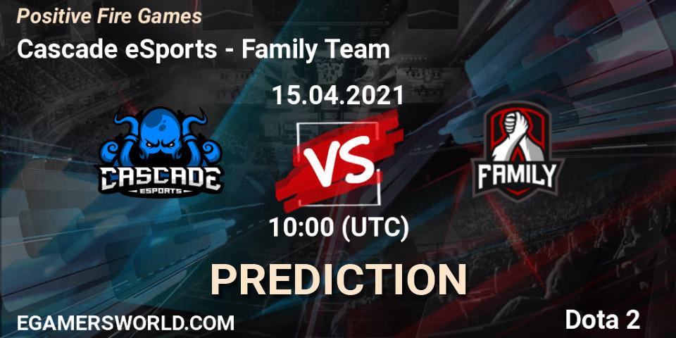 Pronósticos Cascade eSports - Family Team. 15.04.2021 at 10:37. Positive Fire Games - Dota 2