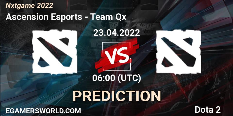 Pronósticos Ascension Esports - Team Qx. 23.04.2022 at 05:54. Nxtgame 2022 - Dota 2