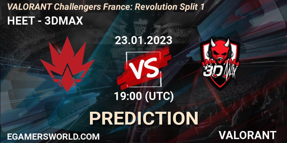 Pronósticos HEET - 3DMAX. 23.01.2023 at 19:00. VALORANT Challengers 2023 France: Revolution Split 1 - VALORANT